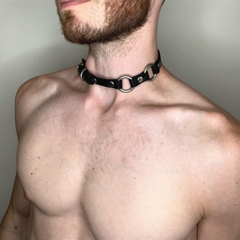 Men Accessories Neck Chain - สร้อยคอหนังสังเคราะห์มีสไตล์สำหรับผู้ชาย เครื่องประดับแบบกอธิค เสื้อผ้าสำหรับเกย์ เครื่องประดับที่ไม่เหมือนใคร สร้อยคอแบบเรียบง่าย
