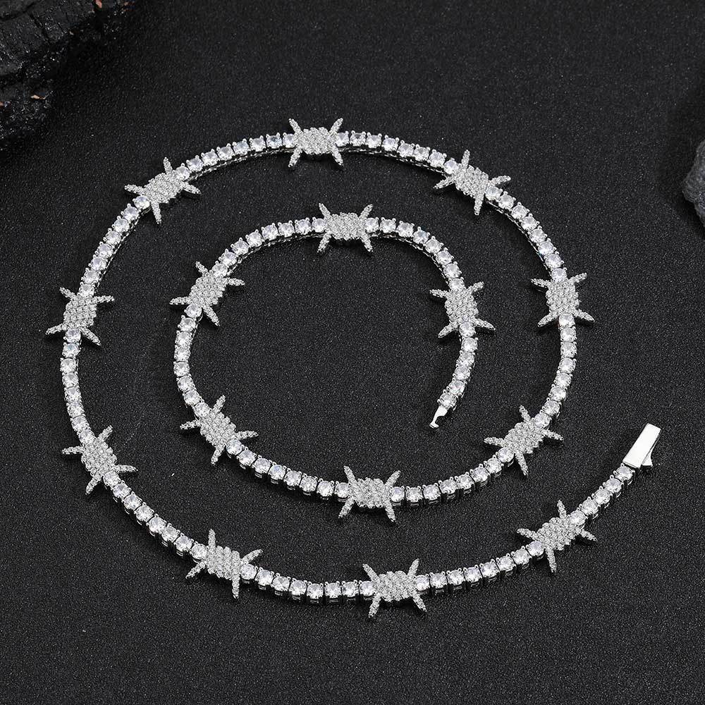 สร้อยคอเทนนิสลายลวดหนามประดับเ - Men Accessories Neck Chain บทวิจารณ์และราคา